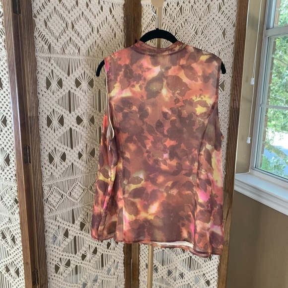 Coldwater Creek Sleeveless Watercolor Floral Front Tie Chiffon Blouse Size 1X - Picture 2 of 7